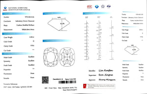 "NGIC certificate for 2.091ct cushion cut D color VVS1 lab diamond"