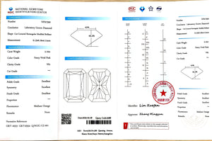 NGIC certificate for 2.10ct radiant cut fancy vivid pink VS1 lab diamond