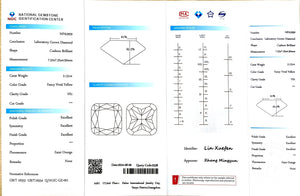 NGIC certificate for 2.131ct cushion fancy vivid yellow VS1 lab diamond (NPA2959)