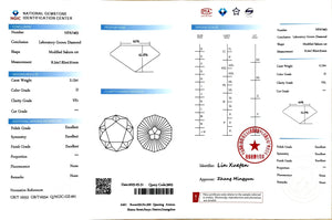 NGIC certification for 2.13ct modified sakura cut D color VS1 lab diamond