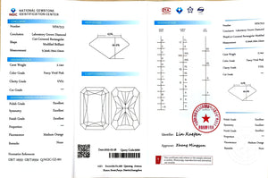 NGIC report for 2.14ct radiant cut fancy vivid pink VVS1 lab diamond