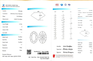 NGIC certificate for 2.170ct oval cut E color VVS2 lab diamond