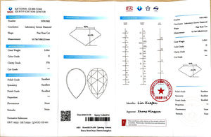 NGIC certificate for 2.22ct pear rose cut D color VS1 clarity lab-grown diamond