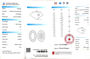 NGIC certificate for 2.36ct Oval Fancy Orange VS1 lab-grown diamond
