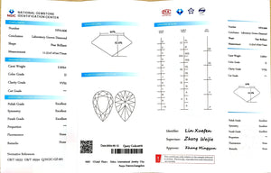NGIC certificate for 2.503ct pear cut D color VVS2 lab diamond