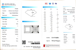 NGIC certificate for 2.507ct princess cut D color VVS1 lab-grown diamond (NPA3263)