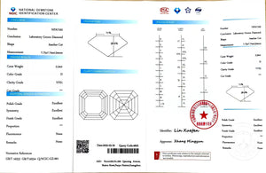 NGIC report for 2.54ct Asscher D/VVS1 lab diamond (NPA7162)