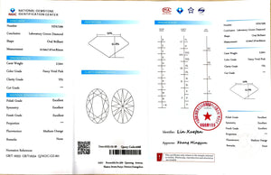 NGIC lab certificate for 2.54ct Oval Fancy Vivid Pink VS1 diamond