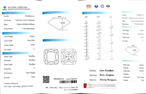 "NGIC certificate for 2.555ct cushion cut fancy pink VVS1 lab diamond"