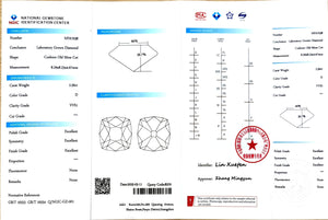 NGIC lab certificate for 2.56ct Cushion Old Mine Cut D VVS1 diamond
