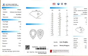 NGIC certificate for 2.613ct pear D color VS1 clarity lab-grown diamond