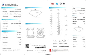 "NGIC certificate for 2.663ct radiant cut fancy vivid bluish green VVS1 lab diamond"