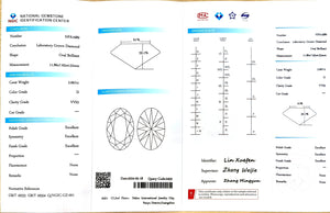 NGIC certificate for 2.667ct oval D color VVS2 lab diamond