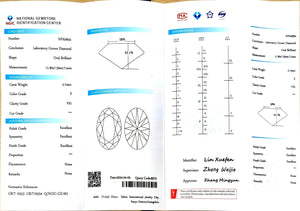 "NGIC certificate for 2.744ct oval cut E color VS1 lab diamond"