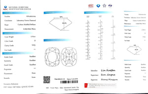  "NGIC certificate for 2.751ct cushion cut D color VVS1 lab diamond"