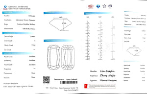 NGIC certificate for 3.009ct modified cushion E color VVS2 lab diamond