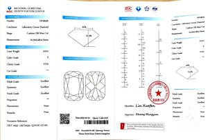 NGIC certificate for 3.01ct old mine cut E color VVS1 lab diamond