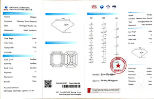 NGIC report for 3.02ct Asscher D/VVS1 lab diamond (NPA6931)
