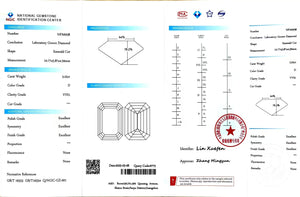 NGIC certificate for 3.02ct emerald D/VVS1 lab diamond (NPA6938)