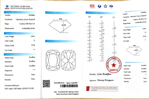 NGIC certificate for 3.02ct old mine cut D color VVS2 lab diamond