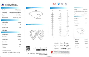 "NGIC certificate for 3.042ct pear cut D color VVS2 lab diamond"
