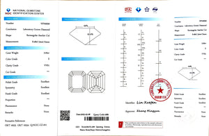 NGIC certificate for 3.05ct Asscher E/VVS1 lab diamond (NPA6930)