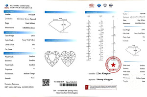 NGIC certificate for 3.07ct heart cut fancy vivid yellow VS1 lab diamond