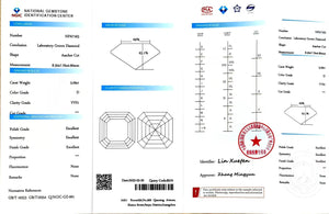 NGIC certificate for 3.09ct Asscher D/VVS1 lab diamond (NPA7163)