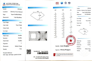 NGIC report for 3.12ct princess cut fancy orange VS1 lab diamond
