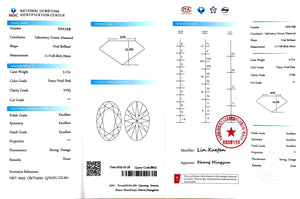 NGIC report for 3.17ct Oval Fancy Vivid Pink VVS2 lab diamond