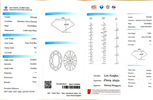 NGIC certificate for 3.200ct oval Fancy Vivid Blue VS1 lab diamond