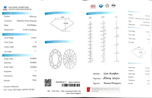 "NGIC certificate for 3.212ct oval cut D color VVS2 lab diamond"