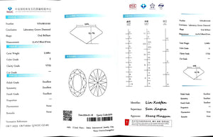 "NGIC certificate for 3.348ct oval cut E color VVS2 lab diamond"