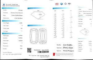 NGIC certificate for 3.628ct modified cushion E color VS1 lab diamond