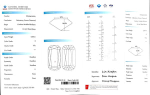 "NGIC certificate for 3.637ct modified elongated cushion cut E color VS1 lab diamond"