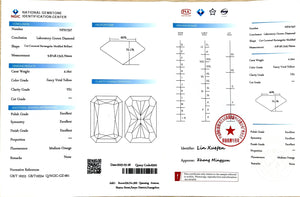 NGIC report for 4.16ct radiant cut fancy vivid yellow VS1 lab diamond