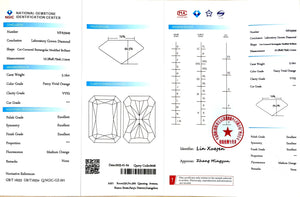 NGIC certificate for 5.16ct radiant cut fancy vivid orange VVS2 lab diamond (NPA5949)