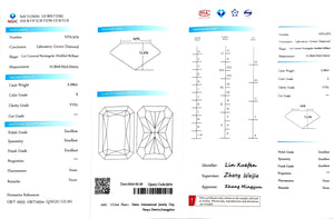 NGIC lab report for 3.290ct radiant E color VVS1 clarity lab diamond