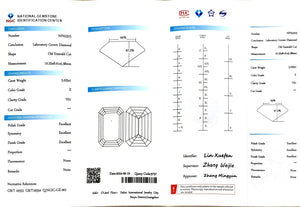 NGIC certificate for 5.025ct old emerald cut E color VS1 lab-created diamond