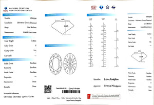 NGIC certificate for 3.562ct oval cut E color VS1 clarity lab-grown diamond