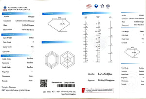 NGIC certification for 2.495ct modified hexagon F color VS1 lab diamond