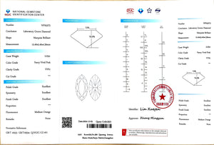 NGIC certification for 2.03ct marquise cut fancy vivid pink VVS1 diamond (NPA5273)