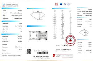 NGIC certificate for 2.01ct princess cut fancy vivid pink VVS1 diamond (NPA5274)