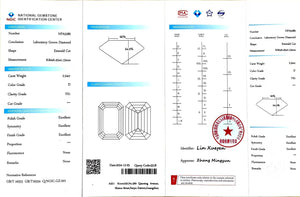 NGIC certificate for 2.54ct emerald cut D color VS1 clarity lab diamond (NPA5280)