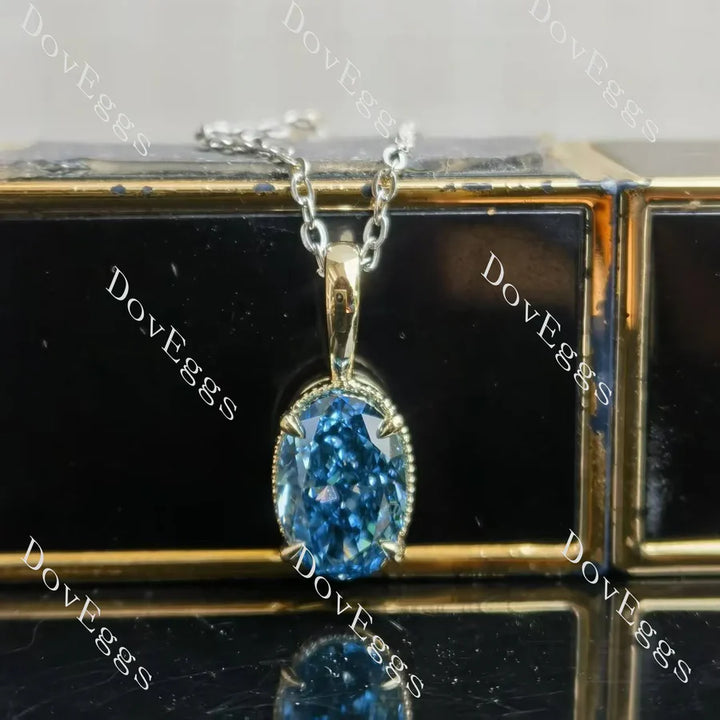 River Lee-Oval solitaire lab diamond pendant necklace semi-mount only(Exclusively to DovEggs Stones) - DovEggs-Seattle