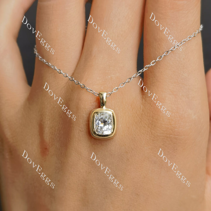 Doveggs 14k yellow gold 1.20ct cushion D color VS2 Clarity Excellent cut lab grown diamond pendant only(certified)