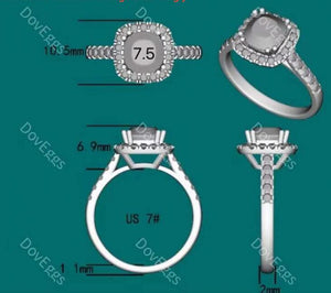 Customization of #6894 stone( 3.5ct light grey cushion stone)