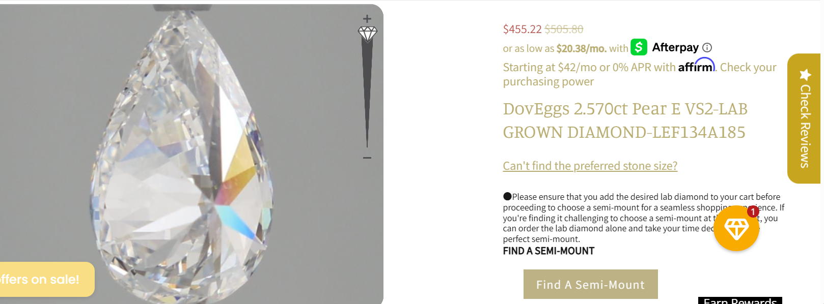 Semi mount for pear ring