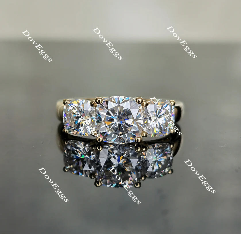 Lab Diamond Ring with 1ct (6mm) Cushion GHI Moissanite Accents in 10K/14K Gold or Platinum | DovEggs