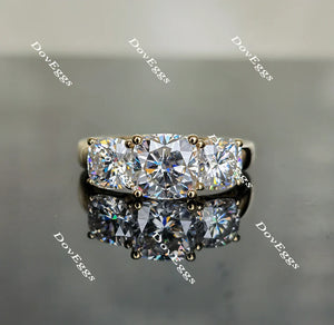 Lab Diamond Ring with 1ct (6mm) Cushion GHI Moissanite Accents in 10K/14K Gold or Platinum | DovEggs